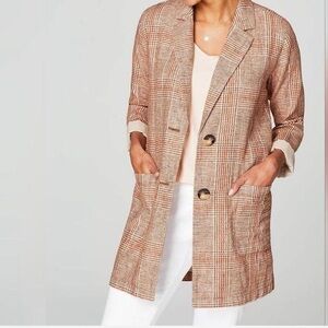 J. Jill Brown and Cream Plaid Blazer
